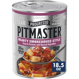 Progresso Pitmaster Hearty Smokehouse Style, Steak and Potatoes with Roasted Vegetables, Gluten Free, Canned Soup, 18.5 oz
