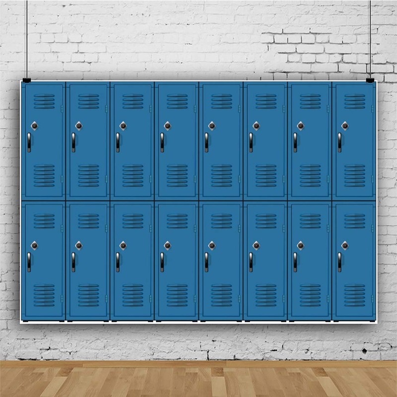 Haoyiyi 6x4ft Storage Cabinets Backdrop Blue Metal School Gym Black