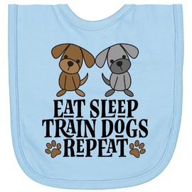 inktastic Dog Trainer Eat Sleep Train Dogs Newborn Bib Light Blue 42f79