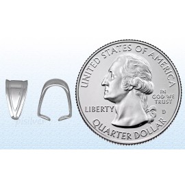 PISilver Genuine 925 Sterling Silver Pinch Bail Charm Pendant Clasp Connector Finding 9mm - 1 pc
