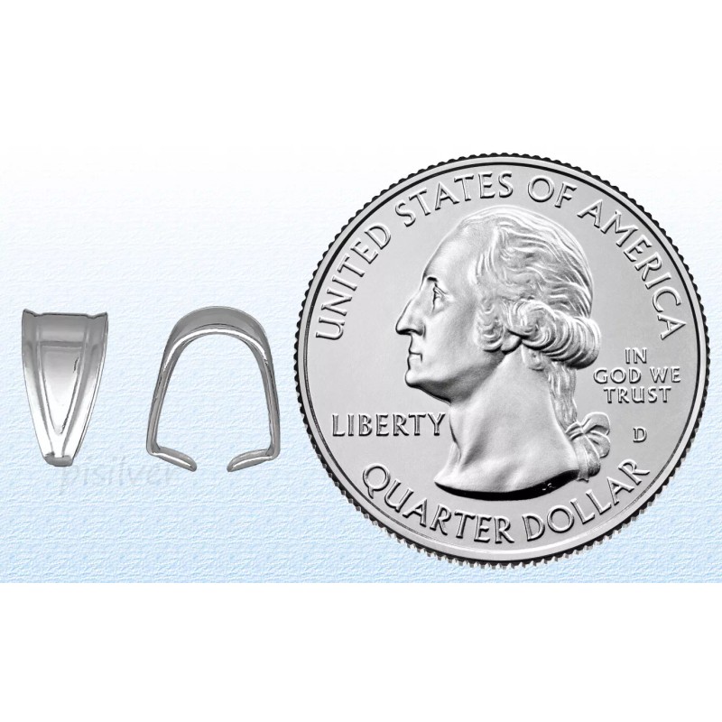PISilver Genuine 925 Sterling Silver Pinch Bail Charm Pendant Clasp