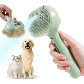 ZUMAEY Cat Steam Brush for Shedding Cat Brush for Indoor Cats Shedding Self Cleaning Spray Pet Hair Removal Comb Spray Pet Grooming Brush with Water for Clean (Green)