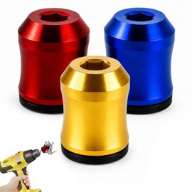 3Pcs Screwdriver Head Magnetic Ring, Strong Alloy Magnetic Screw Ring 6.35mm 1/4 Inch, Removable Universal Magnetic Drill Bit Holder for Hex Screwdrivers & Power Drill, DIY Repair, Red Yellow Blue