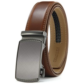 CHAOREN Men's Belt - Automatic Leather Belt without Holes for Men Business Suit - Size Adjustable (Width 35 mm), Mercury Carbon Pattern, 105