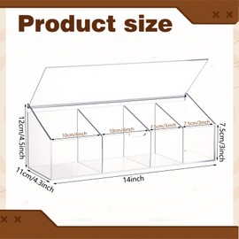 Chunful Acrylic Coffee Pod Holder with Lid Slanted Clear Capsule Storage Box with 4 Compartments Coffee Bar Station Organizer for Espresso Creamer Home Bar Office Counter, 14 x 4. 3 x 4, 5 Inch