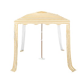 Striped Beach Cabana with Silver Coating, Vent and Sand Pockets, 6.5FT x 6.5FT UPF 50+ Sun Shelter, Easy Setup Portable Beach Canopy, Wind-Resistant Beach Tent, Base Not Included (Sunshine)