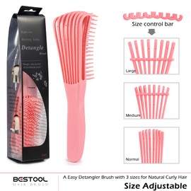 BESTOOL Hair Brush, Detangling Brush for Natural Black and Curly Hair (Pink, Afro 3/4abc), Ideal for Wet or Dry Hair