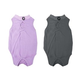 2 Pcs Cat Surgery Recovery Suit for Male and Female Cats, Cat Onesie for Cats after Neuter Surger, Anti Licking Wounds Clothes for Cats (Pure Purple+Grey, M(3.5-7lbs))