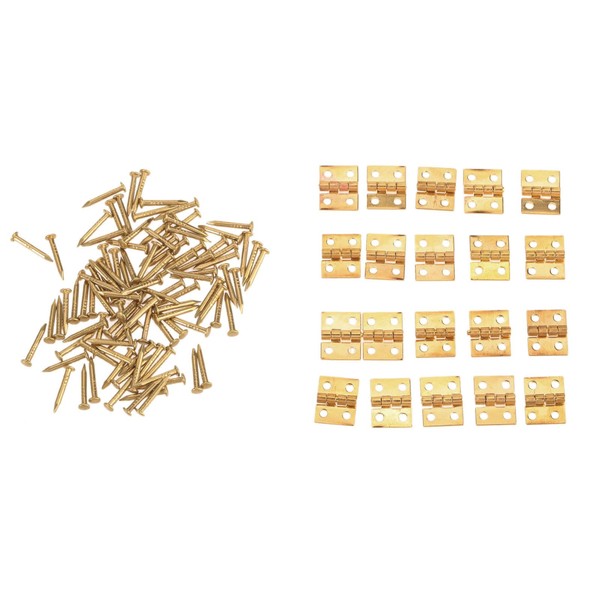 20Pcs Brass Hinges Mini Hinge 1cm*0.8cm for Small Furniture Jewelry