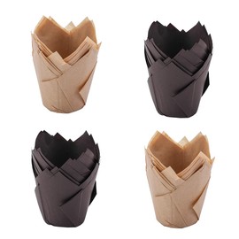JIHUOO 100 Pcs Paper Baking Cups Tulip Cupcake Liners Wrappers Muffin Cups Cases Paper Cupcake Holders Party Supplies for Wedding Birthday