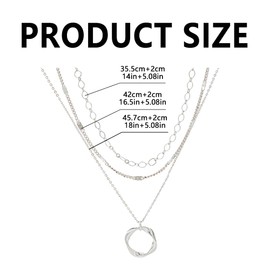 FDEETY 3 Pieces Chain for Women Stackable Necklaces Hypoallergenic Alloy Necklace Delicate Necklace Adjustable Round Pendant Necklace Fashion Jewellery for Women and Girls, Metal