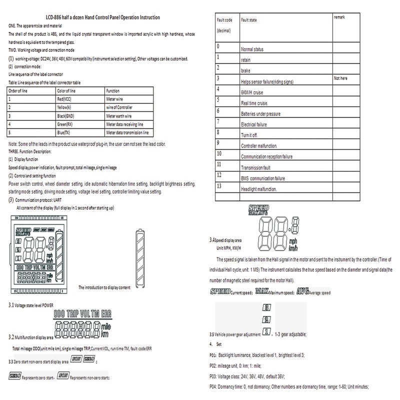 36V 350W Waterproof LCD Display Panel Electric Bicycle Scooter Brushless