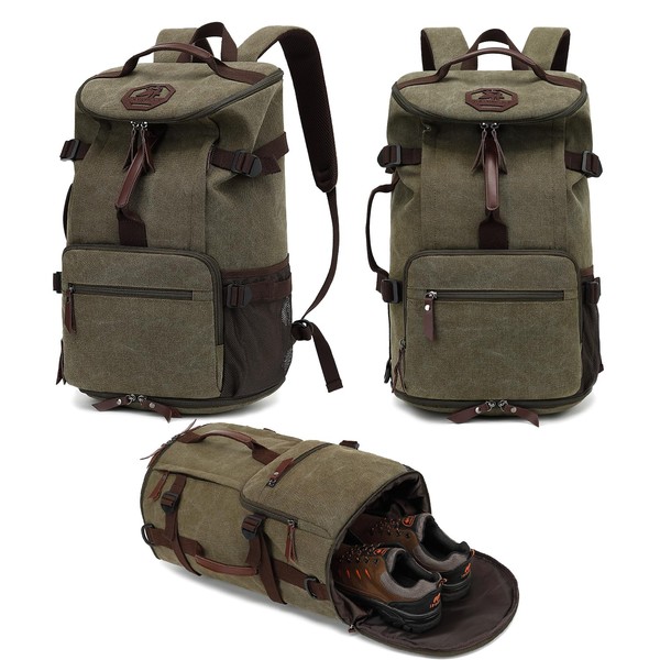 JYColofex gym duffel bag backpack, Vintage canvas wrestling bag,with shoe