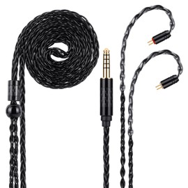 Alphatec 4.4mm to 2Pin (0.78mm) IEM Cable, 8 Core OCC Silver Plated HiFi Earphone Cable, Ultra Soft Headphone Cable, In-Ear Monitor Cable, 1.3m Black