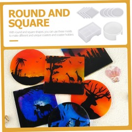 DOITOOL 1 Set DIY Coaster Mold Epoxy Resin Molds for Coaster Holders Easy Demold Clean for Creative Projects