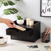 Rustic Distressed white 3-Tier Wood Desk Organizer with 3 Drawers