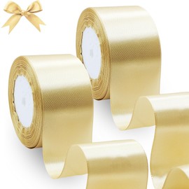 qingmeng 44 m Gold Gift Ribbon, 5 cm Satin Ribbon, Golden Ribbon, Gift Ribbon, Wide Satin Ribbons, Silk Ribbon for Wedding, Gift Packaging, Christmas Decoration