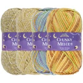 JubileeYarn Chunky Melody Yarn - Bulky Wool Blend - 100g/Skein - Shades of Yellow - 4 Skeins