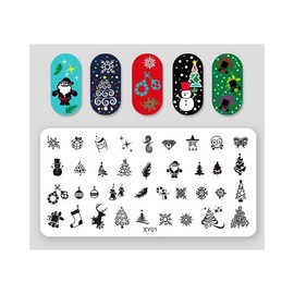 Christmas Metal Nail Stamping Plate Snowflake Santa Sleigh Reindeer Tree Xy 01 Nail Wraps Stickers Manicure Supplies for Women Nails Full Long Lasting Easy Apply and Remove