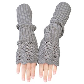 Novawo Scale Design Winter Warm Fingerless Gloves Knitted Long Arm Warmers for Women