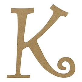 Letra K de Madera MDF color Natural para Nombre Frase Iniciales para Decoracion de Fiestas Fantasias Miguel Letra Garigoleada Letras Decorativas 12cm Marca Mylin 1 pieza
