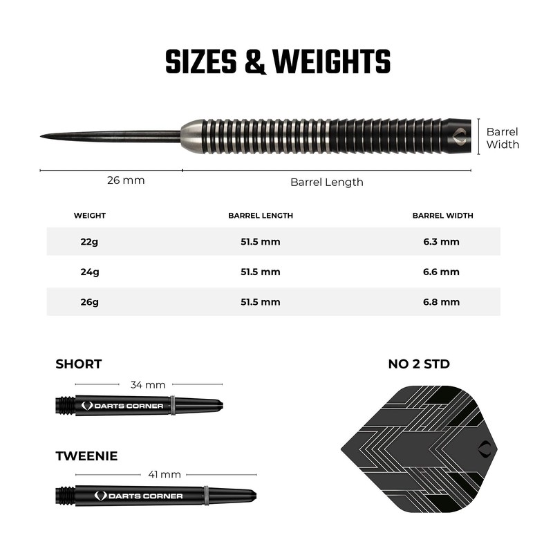 Darts Corner D0791 BlackFin | 26g Dart Set with High
