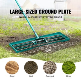 Happybuy Lawn Leveling Rake, 30"x10" Lawn Levelling Tool, Heavy-Duty with 78" Steel Extended Handle, Ideal for Garden, Golf Lawn and Farm