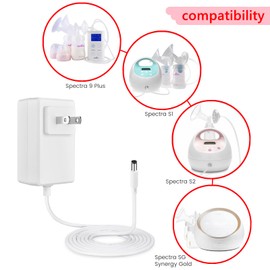 Cargador de 12 V para extractor de leche Spectra S2 S1, cable de alimentación de 6 pies de repuesto para extractor de leche eléctrico S1 / S2 / S3 Pro / SPS100 / SPS200 / 9 Plus / M1 Adaptador de fuente de alimentación CA a CC