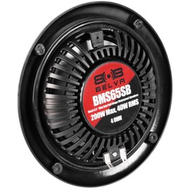 BELVA BMS65SB 400W Peak (80W RMS) 6.5" Shallow Mount 2-Way Black Coaxial Marine Speakers for Boats/ATV/UTV/SxS/Powersport