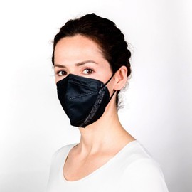 TubeRoo FFP2 Mask, Black, Pack of 10 Masks from Germany, Made in Germany, Soft Round Ear Loop Bands, Respirator Mask, Mouth Guard, Protective Mask, Dust Mask, Fine Dust Mask, Allergy Pollen