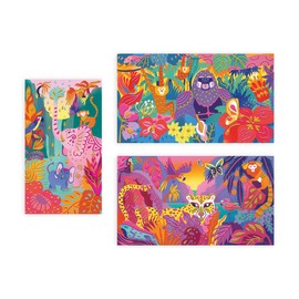 Janod - 3D Painting – Jungle Theme – Les Ateliers du Calme – Children's Creative Leisure Kit – Gold and Neon Pink Paint for Children – Stimulates Fine Motor Skills and Concentration – Ages 7 and Above