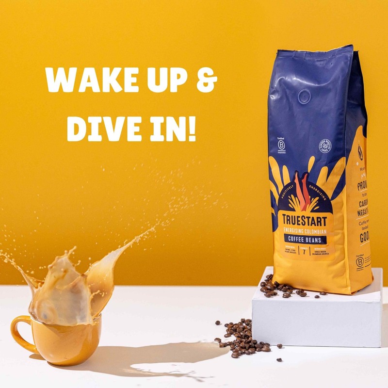 TrueStart Coffee, Energising Colombian 200g, Ground for Cafetiere V60 Aeropress,