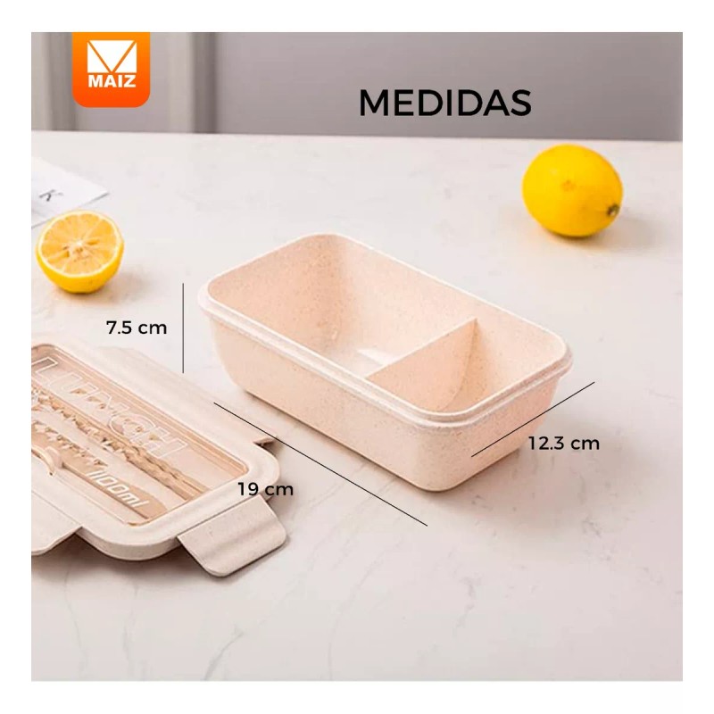 Maíz Contenedor Lonchera Box Lunch Divisiones Cubiertos Portatil