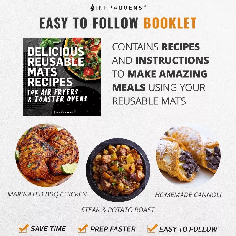 INFRAOVENS Reusable Liners for Toaster Oven Air Fryer 9 x