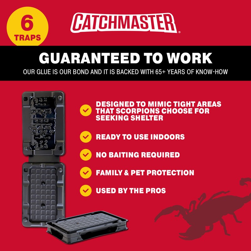 Catchmaster Scorpion Glue Tray Traps 6-Pack, Adhesive Scorpion Killer for