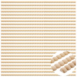 Nuanchu 24 Pcs Decorative Beaded Wood Trim Half Wooden Beads Trim Molding 15. 75 Inch Unfinished 3D Decorative Bead Pearl Wood Molding Cute DIY for Home Wall Cabinet Shelf Window Door (14 mm)