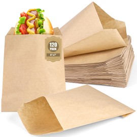 VGOODALL 120PCS Paper sandwich Bags, 5 x 7 Inch Kraft Paper Bags for Cookie Popcorn Snack Brown TreatSnacks Cookies, Medium
