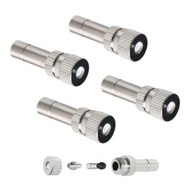 Aopin 8mm Misting Nozzles Copper Adjustable Water Flow Quick Connector 0.8mm / 0.03" Orifice Atomizing Mister Sprayer Nozzle For Outdoor Cooling,Garden Irrigation, Fountain, Greenhouse 4 Pcs