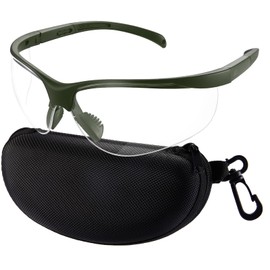 xaegistac Shooting Glasses Anti-fog Shooting Range Eye Protection,Lightweight & Strong Safety Glasses with Hard Case (army frame & clear lens)