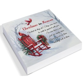 Cardinal Christmas Ornaments, Christmas in Heaven Empty Chair Wooden Plaque Sign, Sympathy Gifts for Loss of Loved One, Christmas Desk Decor 5 X 5 Inches