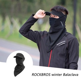 ROCKBROS Winter Half Balaclava Bicycle Balaclava with Brim Windproof Warm Neckerchief Triangle Scarf Mouth Guard for Outdoor Sports Cycling Motorcycling Skiing, black