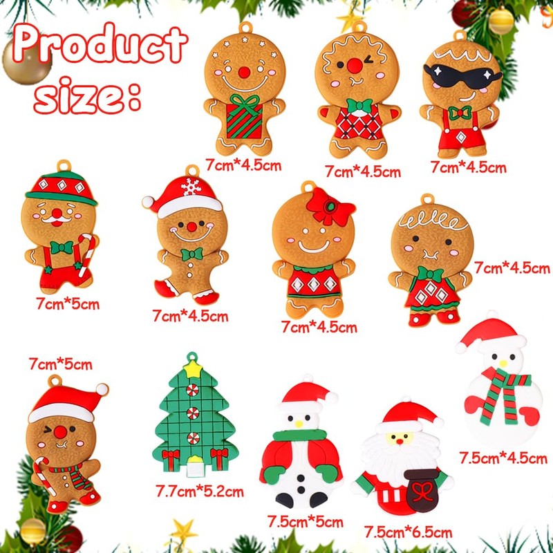 12pcs Christmas Gingerbread Ornaments, Gingerbread Christmas Tree Decorations, Gingerbread Hanging