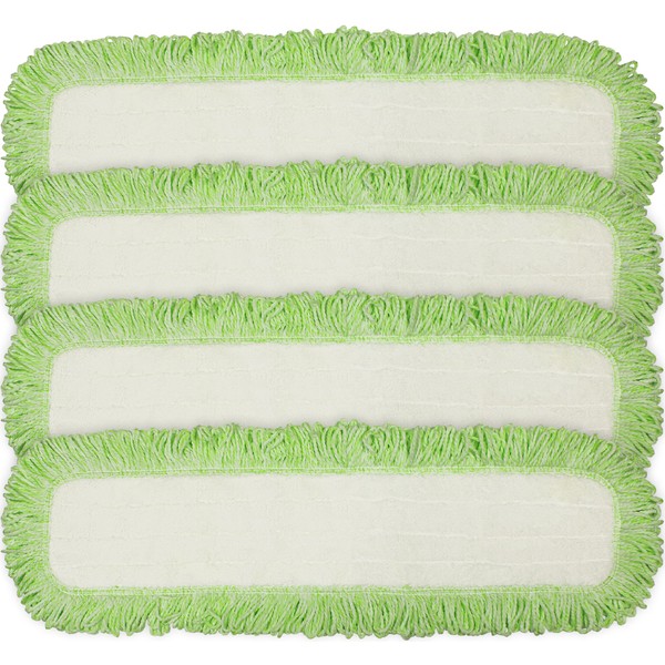 CleanAide Commercial Microfiber Dry Mop Pad Refill 24 in Green 4 Pack