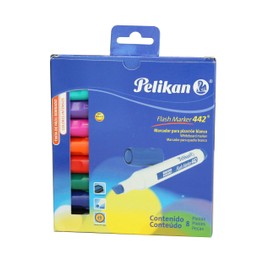 Pelikan Flash Marker 442 Whiteboard Markers, 8 per Pack, Assorted Colors (30280800)
