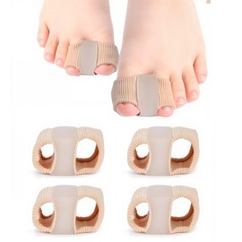 Woyuosn Premium Elastic Toe Separators, toe separators for women and Man, Silicone Toe Spacers for Overlapping Toe, Bunion Corrector with 2 Loops for feet, Hammer Toe Straightener (4PC)