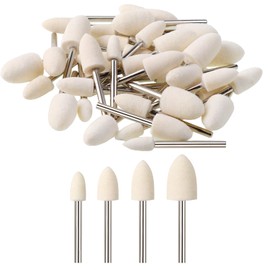 loghohu 40Pcs Polishing Bits 1/8 Inch Shank Wool Polishing Points Cone Shape Wool Buffing for Dremel Rotary Tool (6mm/8mm/10mm/12mm)