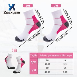 Zssxysm 3 Paia Calze Compressione Graduata Donna e Uomo, Calze Contenitive Antitrombo, Calze Elastiche Sportive per Running, Sci, Ciclismo, Trekking, Viaggi a Lungo Raggio (Rosa)