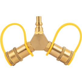 GASPRO 1/4" RV Propane Quick Connect Fittings Y Splitter for RV, Camping Stoves, BBQ Grills, Gas Burners and More, Propane Splitter 2 Way LP Gas Adapter with 1/4" Quick Disconnect