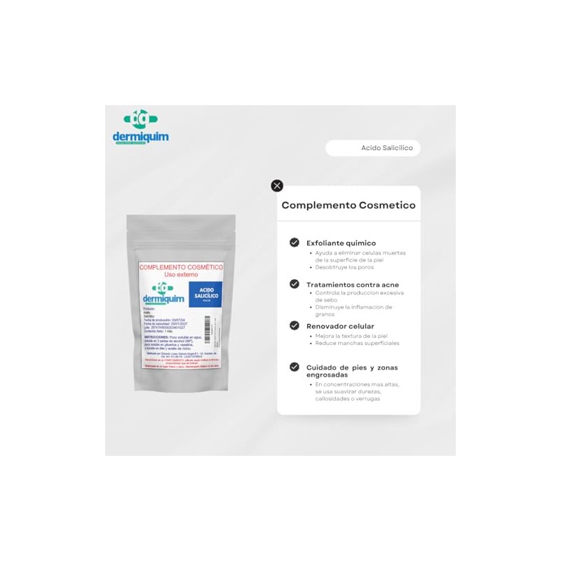 Acido Salicilico I Complemento Cosmetico De Uso Externo I En