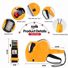 MX5500 Price Gun with 5150 White Label Gun Stickers and 3 Extra Rollerball Price Gun 8 Digit Food Labels Yellow